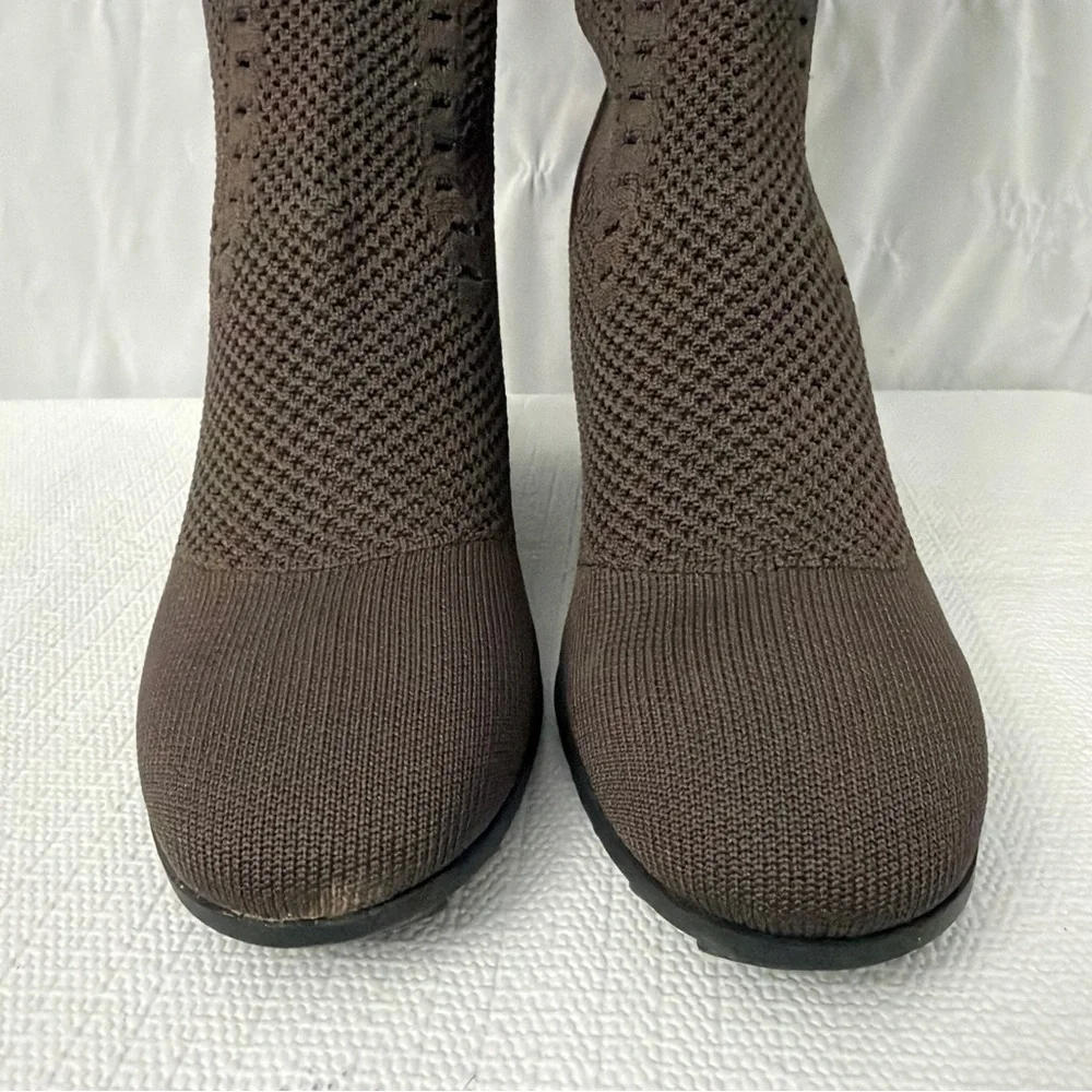 Eileen Fisher Kasana Knit Knee High Wedge Boots Women's 9